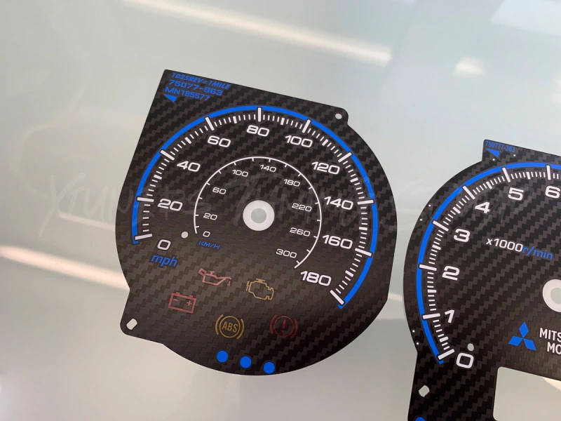 Mitsubishi Lancer EVO 9 CT9A 180 MPH carbon dials + LED upgrade kit