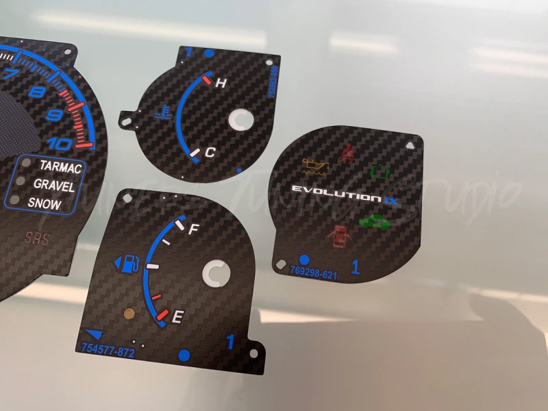 Mitsubishi Lancer EVO 9 CT9A 180 MPH carbon dials + LED upgrade kit