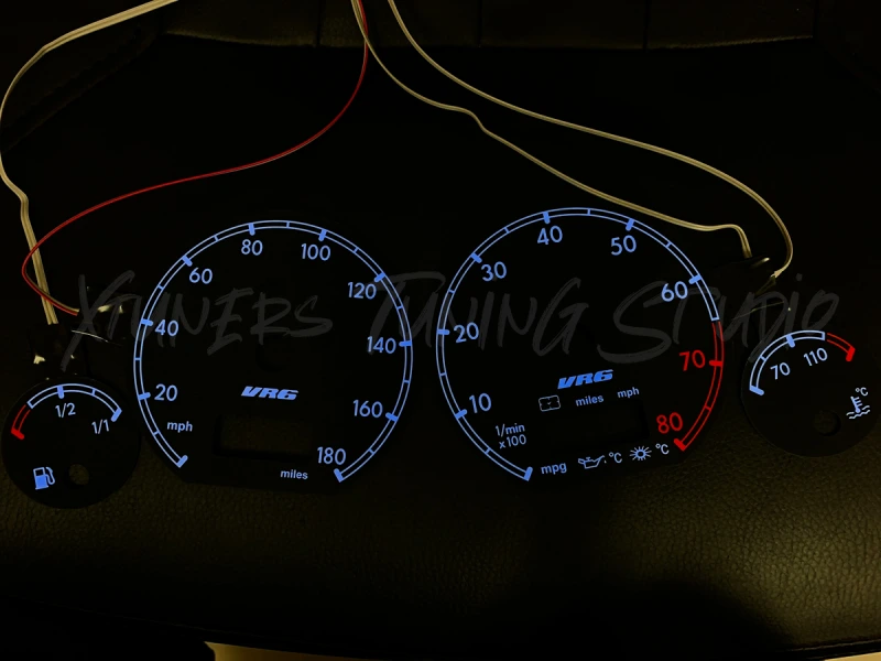 VW Golf MK3 VR6 180 MPH 8K RPM dials