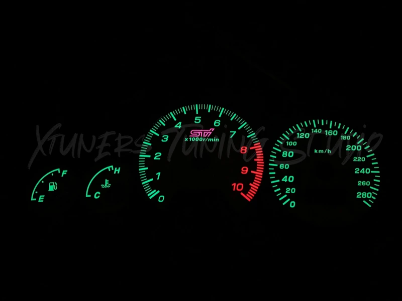 Subaru Impreza WRX STI GC8 99-01 V5, V6 - 10K, 280 km/h dials