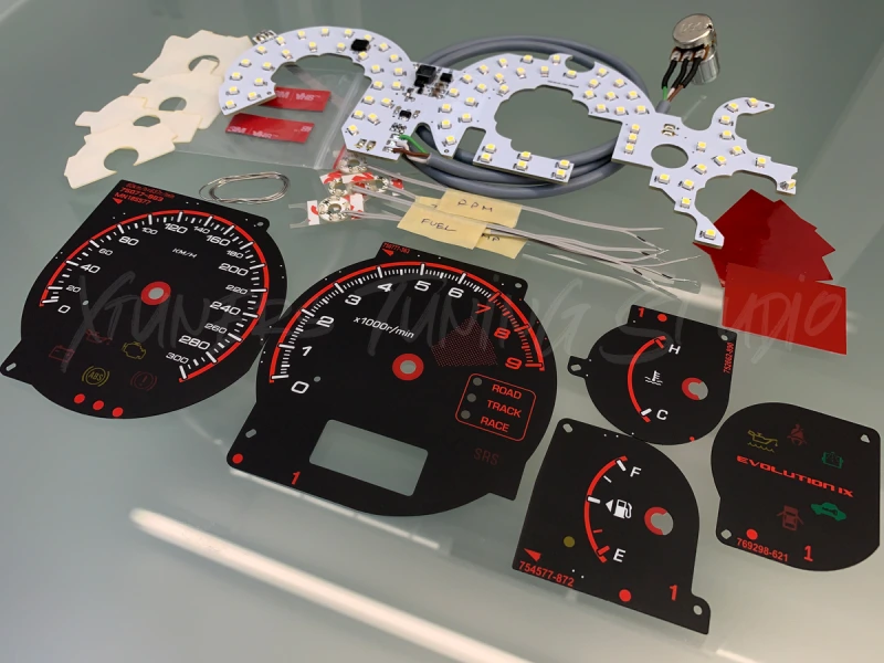 Mitsubishi Lancer EVOLUTION 7 8 9 CT9A Xtuners Edition 9K, 300 km/h Tachoscheiben + LED Umbau Kit