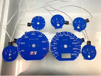 Audi C4 S6+ Plus Typ 4A, 1994–1997 300 km/h plasma dials - blue
