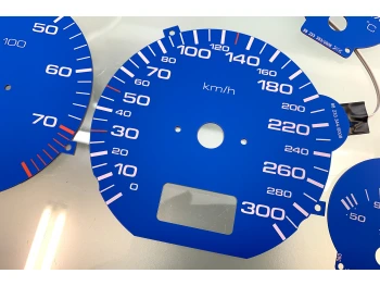 Audi C4 S6+ Plus Typ 4A, 1994–1997 300 km/h plasma dials - blue
