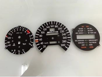 Mercedes W124 dials for AMG gauge clusters with trip computer and cable driven speedometer