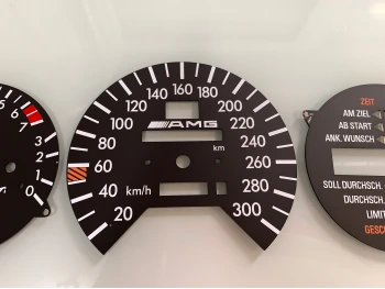 Mercedes W124 dials for AMG gauge clusters with trip computer and cable driven speedometer